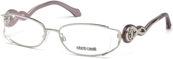 Roberto Cavalli RC5028 Calenzano Eyeglasses, 016 - Shiny Palladium, Shiny Pearlescent Purple, Crystal Decor