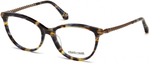 Roberto Cavalli RC5045 Empoli Eyeglasses, 055 - Shiny Brown, Blue And Yellow Havana, Shiny Light Bronze