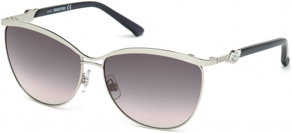 Swarovski SK0105 Feisty Sunglasses, 16B - Shiny Palladium / Gradient Smoke