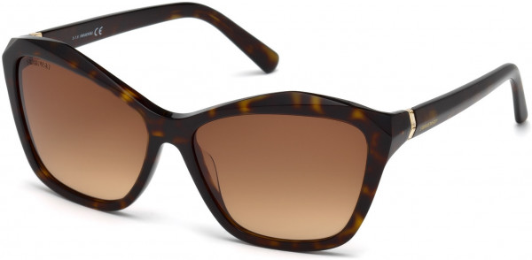 Swarovski SK0135 Sunglasses, 52F - Dark Havana / Gradient Brown Lenses