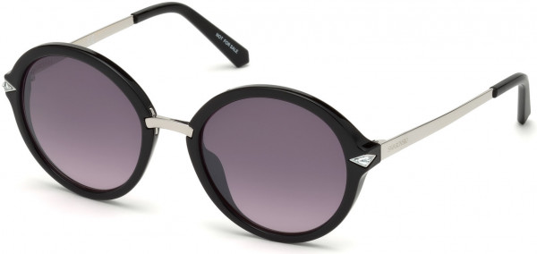 Swarovski SK0153 Sunglasses, 01C - Shiny Black / Smoke Mirror Lenses
