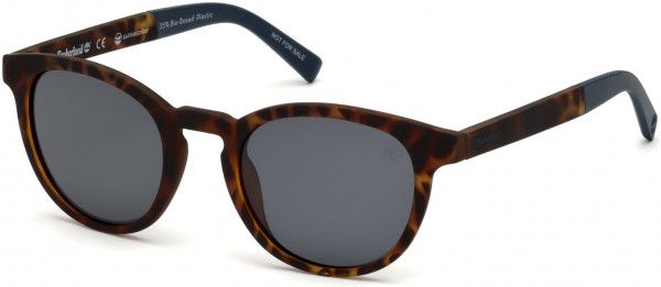 Timberland TB9128 Sunglasses, 52D - Rubberized Tortoise Frame & Temples With Blue Rubber / Blue Lenses