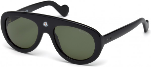 Moncler ML0001 Moncler Blanche Sunglasses, 01R - Shiny Black  / Green Polarized