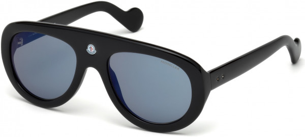 Moncler ML0001 Moncler Blanche Sunglasses, 01V - Shiny Black  / Blue