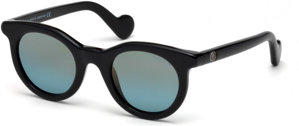 Moncler ML0013 Sunglasses, 01X - Shiny Black  / Blu Mirror