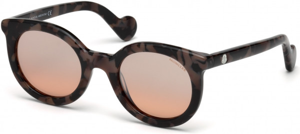 Moncler ML0015 Sunglasses, 55U - Coloured Havana / Bordeaux Mirror