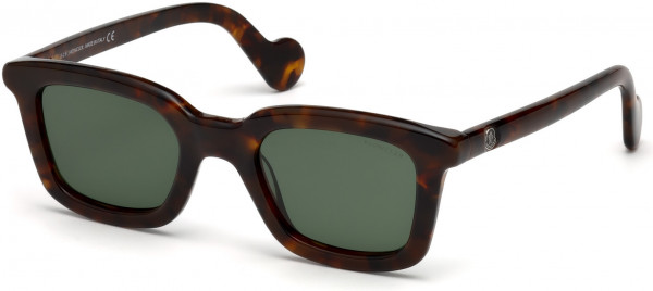 Moncler ML0016 Sunglasses, 52N - Shiny Havana / Green Lenses