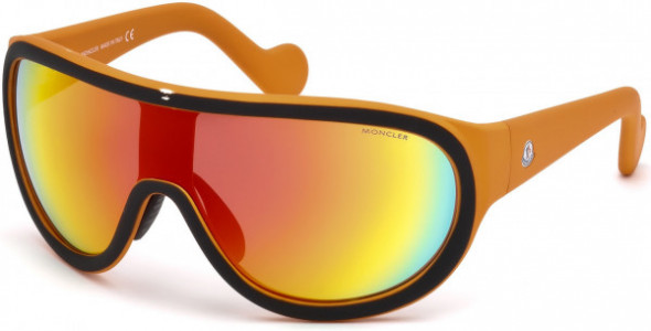 Moncler ML0047 Moncler Hidden Peak Sunglasses, 05C - Matte Orange, Black/ Smoke & Multilayer Orange Lens