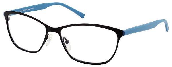 Seiko Titanium SZ203 Eyeglasses, 347 Black semi matt / Turquoise