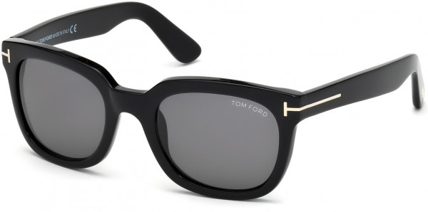 Tom Ford FT0198 Campbell Sunglasses, 01A - Shiny Black  / Smoke