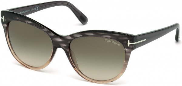 Tom Ford FT0430 Lily Sunglasses, 20P - Grey/other / Gradient Green
