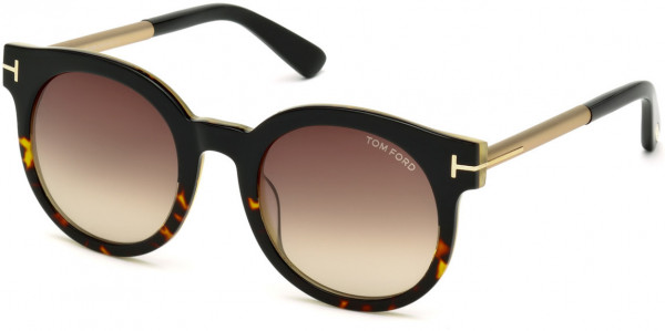 Tom Ford FT0435 Janina Sunglasses, 01K - Shiny Black  / Gradient Roviex