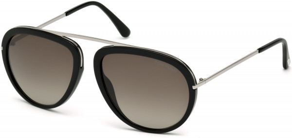 Tom Ford FT0452 Stacy Sunglasses, 01K - Shiny Black  / Gradient Roviex