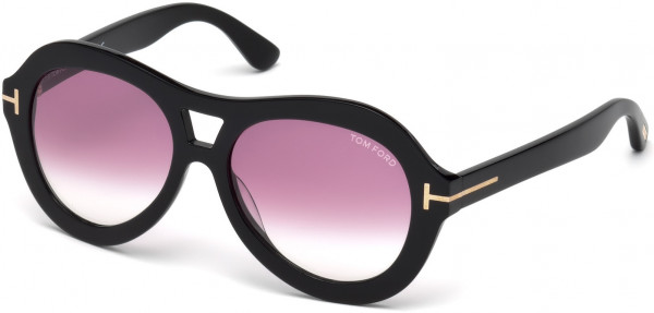Tom Ford FT0514 Islay Sunglasses, 01Z - Shiny Black  / Gradient Or Mirror Violet