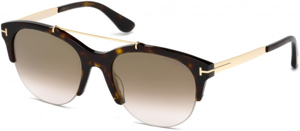 Tom Ford FT0517 Adrenne Sunglasses, 52G - Dark Havana / Brown Mirror