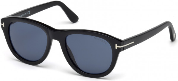 Tom Ford FT0520 Benedict Sunglasses, 01V - Shiny Black  / Blue