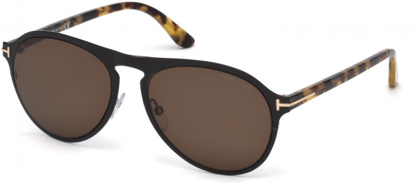 Tom Ford FT0525 Bradburry Sunglasses, 01E - Shiny Black & Shiny Tortoise / Brown Lenses