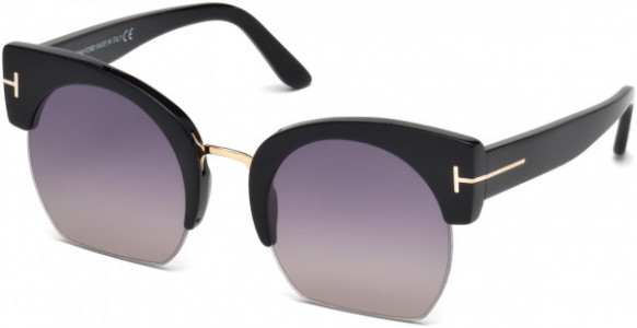 Tom Ford FT0552 Savannah-02 Sunglasses, 01B - Shiny Black  / Gradient Smoke