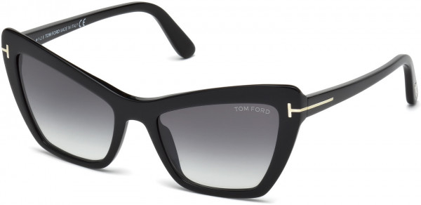 Tom Ford FT0555 Valesca-02 Sunglasses, 01B - Shiny Black  / Gradient Smoke