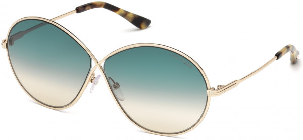 Tom Ford FT0564 Rania-02 Sunglasses, 28P - Shiny Rose Gold / Gradient Green