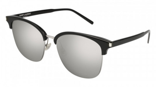 Saint Laurent SL 201/K SLIM Sunglasses, 002 - BLACK with SILVER lenses