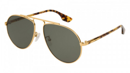 McQ MQ0096S Sunglasses, 005 - GOLD with HAVANA temples and GREEN lenses