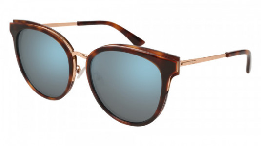 McQ MQ0104SK Sunglasses, 003 - HAVANA with GOLD temples and LIGHT BLUE lenses