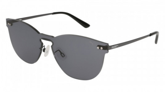 Puma PU0137S Sunglasses, 001 - GREY with RUTHENIUM temples and GREY lenses