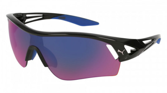 Puma PU0090S Sunglasses, 010 - BLACK with BLUE lenses