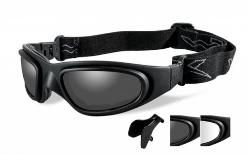Wiley X SG-1 Sunglasses, (SG-1M) SG-1 GREY/CLEAR/MATTE BLACK FRAME - ASIAN FIT