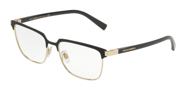 Dolce & Gabbana DG1302 Eyeglasses, 1106 MATTE BLACK/PALE GOLD