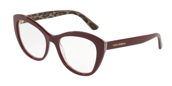 Dolce & Gabbana DG3284 Eyeglasses, 3156 BORDEAUX ON LEO (BORDEAUX)
