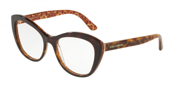 Dolce & Gabbana DG3284 Eyeglasses, 3204 HAVANA ON DAMASCUS GLITTER