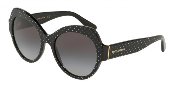 Dolce & Gabbana DG4320 Sunglasses, 31268G POIS WHITE ON BLACK