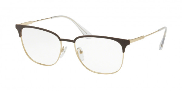 Prada PR 59UV CONCEPTUAL Eyeglasses, 0Y11O1 CONCEPTUAL MATTE BROWN/PALE GO (BROWN)