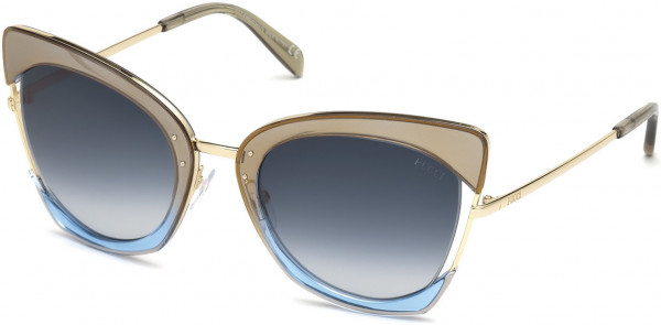 Emilio Pucci EP0074 Sunglasses, 33W - Transp. Glitter Gold & Blue Front, Pale Gold/ Grad. Blue Lenses
