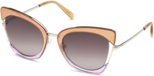 Emilio Pucci EP0074 Sunglasses, 44T - Transp. Glitter Lt. Peach & Lilac Front, Palladium/ Grad. Wine Lenses