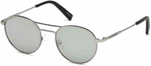 Ermenegildo Zegna EZ0089 Sunglasses, 14C - Shiny Light Ruthenium / Smoke Mirror