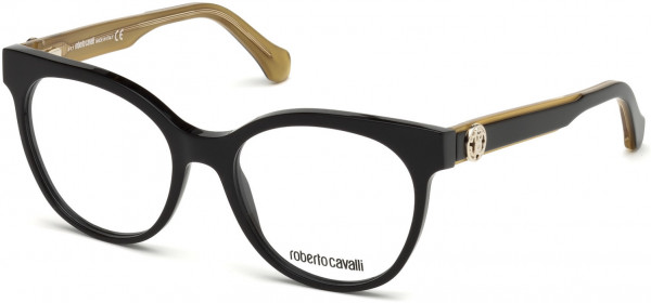 Roberto Cavalli RC5049 Firenzuola Eyeglasses, 005 - Shiny Black & Gold, Shiny Light Gold