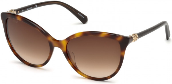 Swarovski SK0147 Sunglasses, 52G - Dark Havana / Brown Mirror Lenses