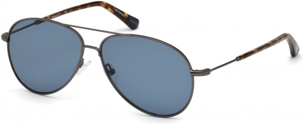 Gant GA7097 Sunglasses, 09V - Semi-Matte Gunmetal Front, Dark Tortoise Temples, Blue Lens