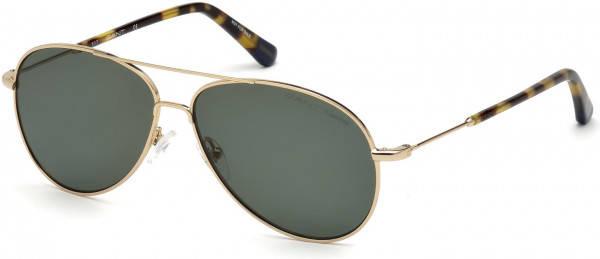 Gant GA7097 Sunglasses, 32R - Shiny Gold Front, Tokyo Tortoise Temples, Polarized Green Lens