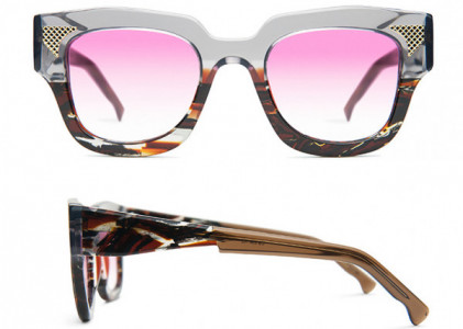 Coco and Breezy Coco and Breezy Eos Sunglasses, 102 Crystal Grey-Brown Marble-Gold/Rose Gradient Tint
