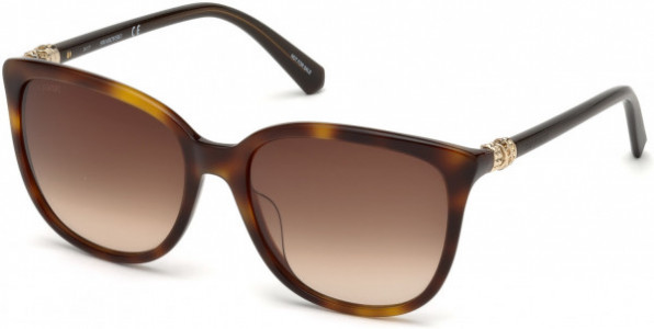 Swarovski SK0146-H Sunglasses, 52G - Dark Havana / Brown Mirror Lenses