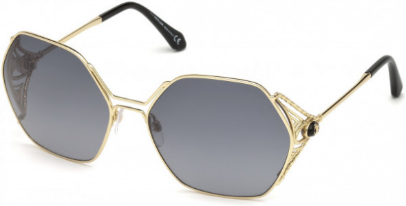 Roberto Cavalli RC1056 Fosdinovo Sunglasses, 32B - Shiny Pale Gold, Shiny Black/ Gradient Smoke