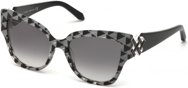 Swarovski SK0161-P Sunglasses, 01B - Shiny Black  / Gradient Smoke