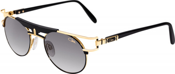 Cazal Cazal Legends 989 Sunglasses, 001 Black-Gold/Grey Gradient Lenses