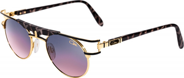 Cazal Cazal Legends 989 Sunglasses, 002 Obsidian-Gold/Grey-Violet Gradient Lenses