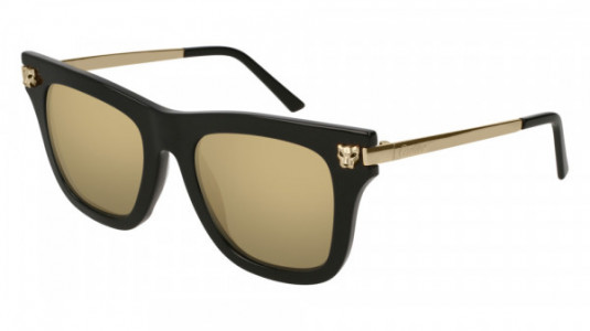 Cartier CT0025S Sunglasses, 001 - BLACK with GOLD temples and BRONZE lenses