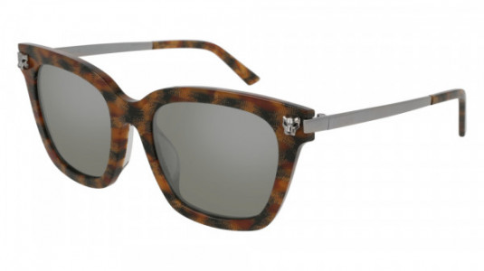 Cartier CT0025SA Sunglasses, 003 - HAVANA with RUTHENIUM temples and SILVER lenses